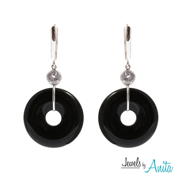 Jewels 4 Ever Jewelry - 14K Gold Earring with Disc Shaped Genuine Gemstone